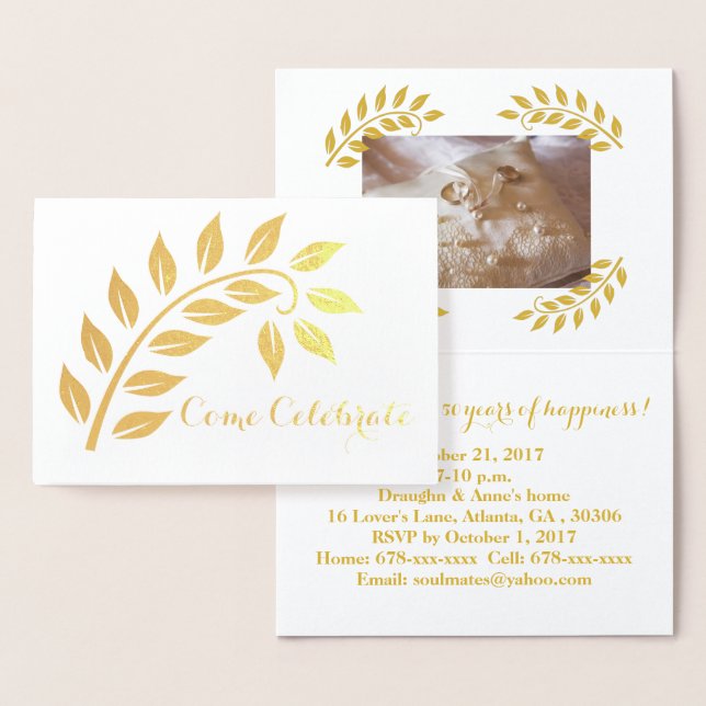 Golden Wedding Anniversary Custom Foto Einladung (Anzeige)