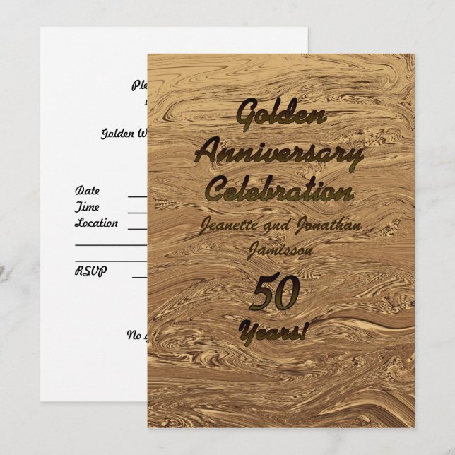 Golden Wedding Anniversary Custom Invitation 50. Einladung (Vorne/Hinten)
