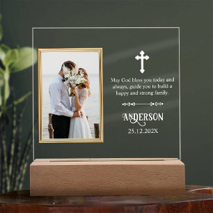 Golden Wedding Frame Elegante Blumentypografie Acrylschild