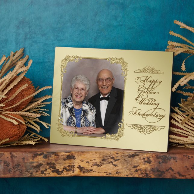 Golden Wedding Jubiläum Foto Plaque Fotoplatte (Seite)