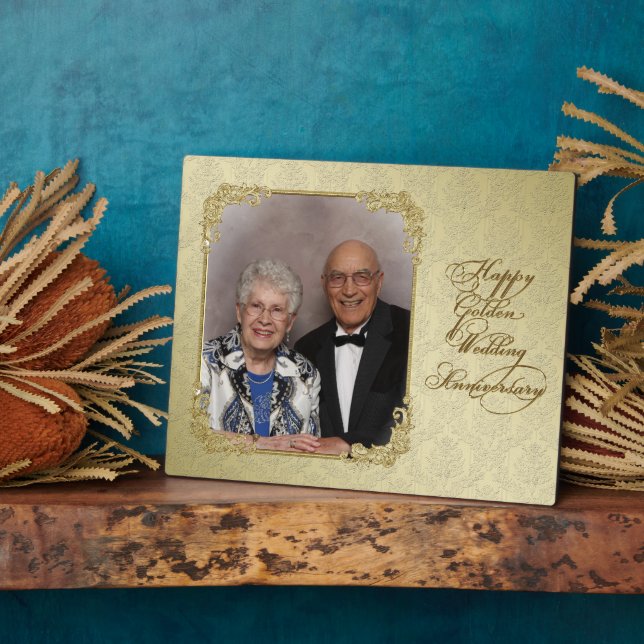 Golden Wedding Jubiläum Foto Plaque Fotoplatte (Seite)