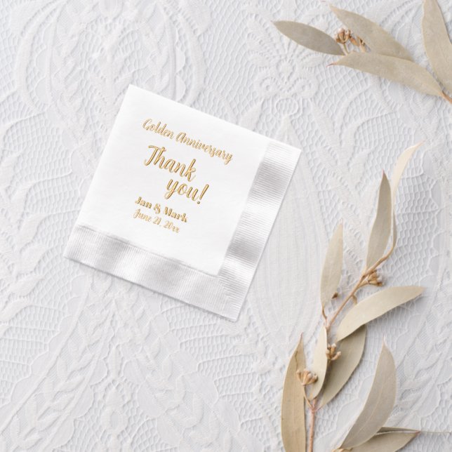 Golden Wedding Jubiläum Stilistisch Danke Servietten Mit Folie (Insitu (Hochzeit 2))