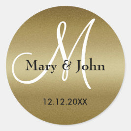 Golden Wedding Monogram Siegel Runder Aufkleber