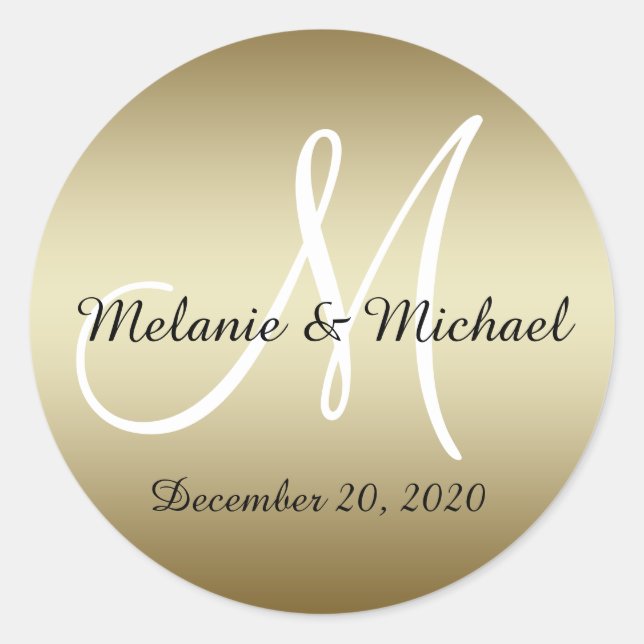 Golden Wedding Monogram Siegels Stickers (Vorderseite)