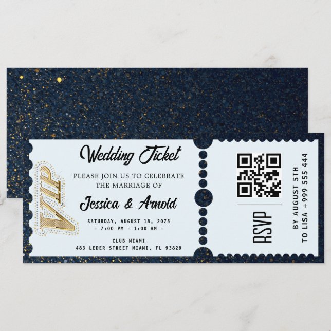 Golden wedding Party Ticket Invitation (Devant / Derrière)