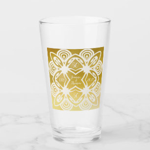 Golden Wedding Personalisierte Art Deco Glas
