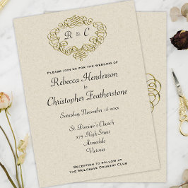 Golden Wedding Wappen Mit Monogramm Elegante Hochz Einladung