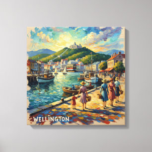 Golden Wellington Hafenpromenade Leinwand