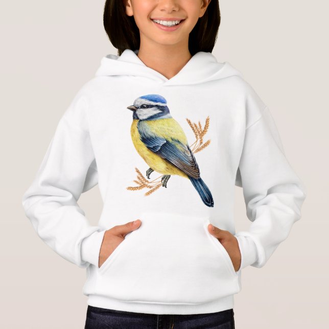 Golden Wheat and Blue Tit Hoodie (Vorderseite)