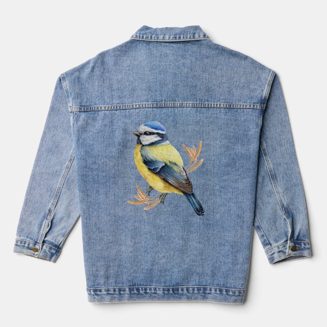 Golden Wheat and Blue Tit Jeansjacke (Rückseite)