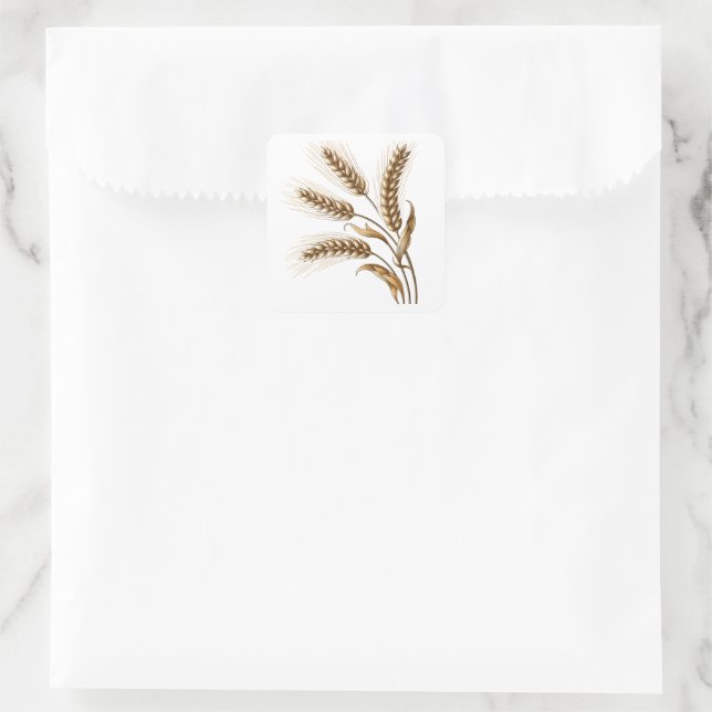 Golden Wheat Ears Quadratischer Aufkleber (Tasche)