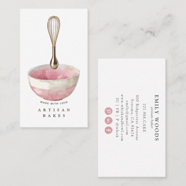 Golden Whisk Baker Pastry Koch Visitenkarte (Vorne/Hinten)