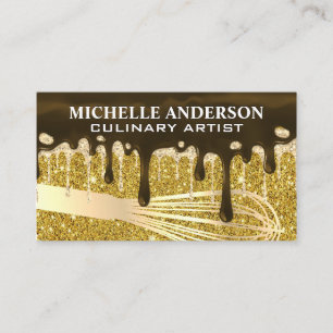 Golden Whisk   Chocolate Gold Glitzer Tropfen Visitenkarte