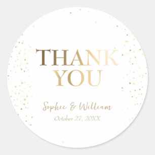 Golden & White Beautiful Elegante Wedding Vielen D Runder Aufkleber