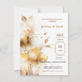 Golden white Blume WEDING Einladung