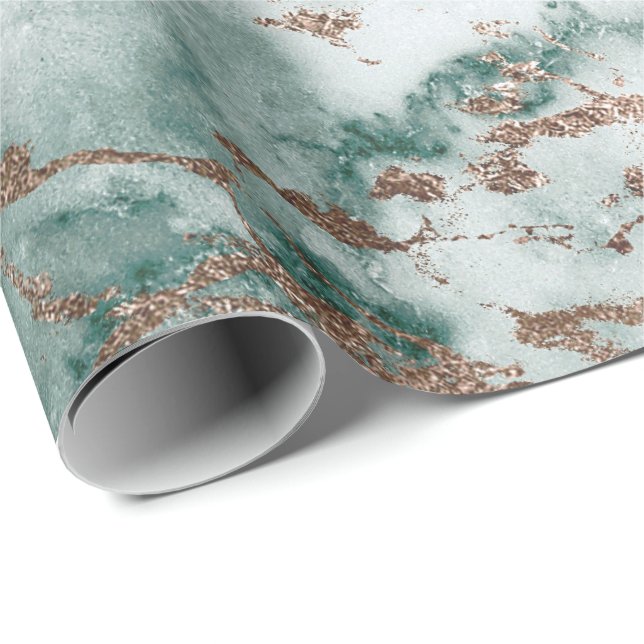 Golden White Cali Deep Green Marble Stone Brushs Geschenkpapier (Rolleneckpunkt)