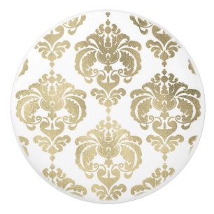 Golden & White Damask Elegantes Schlafzimmer Dress Keramikknauf