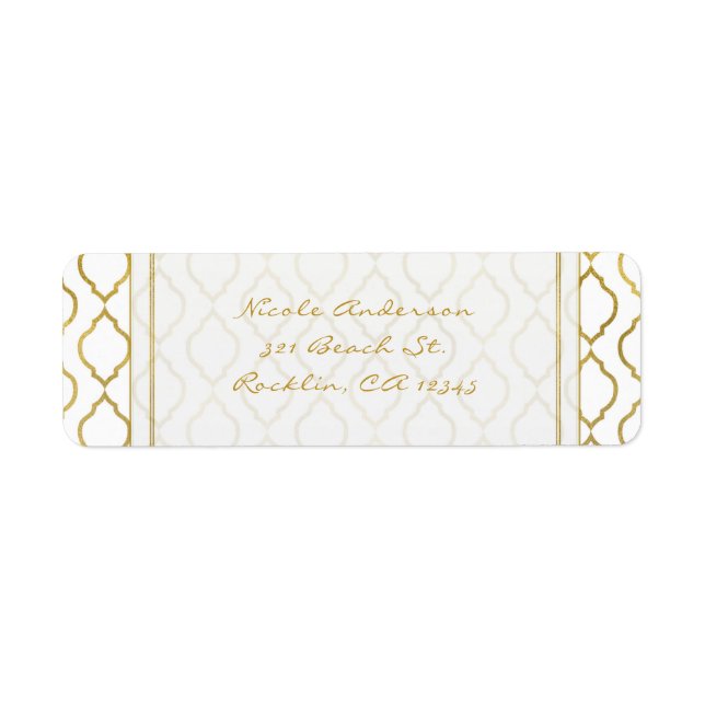 Golden & White Elegante marokkanische Glam Einladu (Vorne)