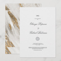 Golden White Foil Chic Hochzeitseinladung