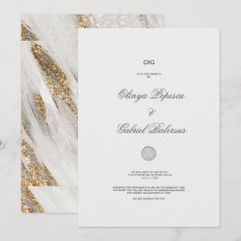 Golden White Foil Chic Hochzeitseinladung Einladung