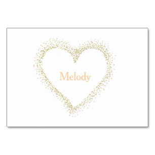 Golden - White Heart Wedding Table / Platzkarte Tischnummer