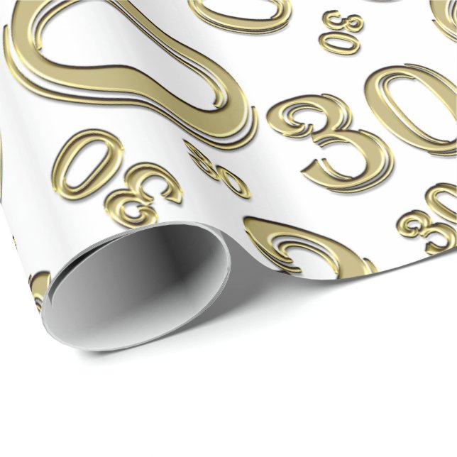 Golden/White Random Number Pattern am 0. Geburtsta Geschenkpapier (Rolleneckpunkt)
