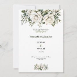 Golden White Roses Luxus Hochzeit Einladung