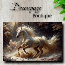 Golden White Stallion Verzauberter Wald Dekoupage