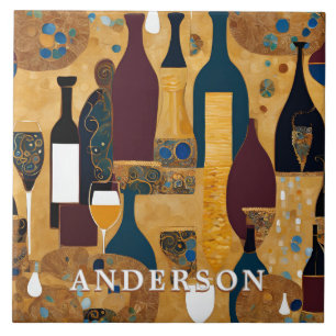 Golden Wine Glasflaschen Abstrakt Fliese