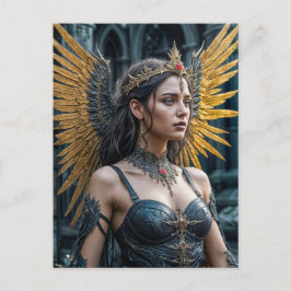 Golden Winged Dark Angel Queen Postkarte