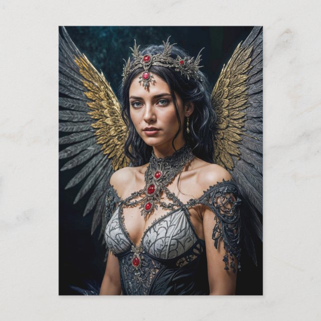 Golden Winged Dark Angel Queen Postkarte (Vorderseite)