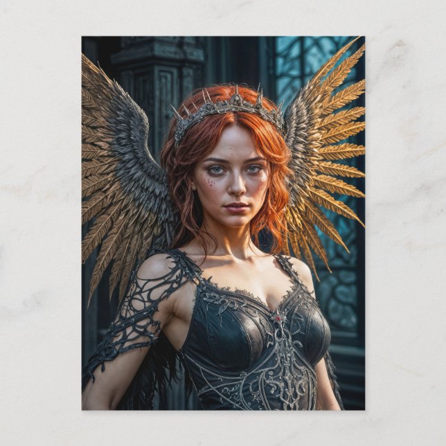 Golden Winged Dark Angel Queen Postkarte (Vorderseite)