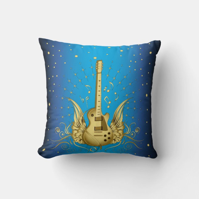 Golden Winged Guitar Kissen (Vorderseite)
