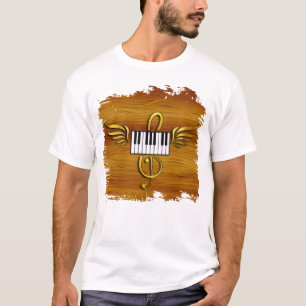 Golden Winged Piano Keys Musical Symbol Holz Gran T-Shirt