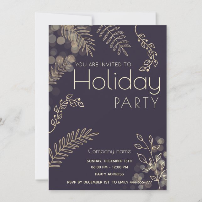 Golden Winter Grüne Corporate Holiday Party Einladung (Vorderseite)