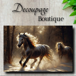 Golden Winter Hengste Decoupage Seidenpapier