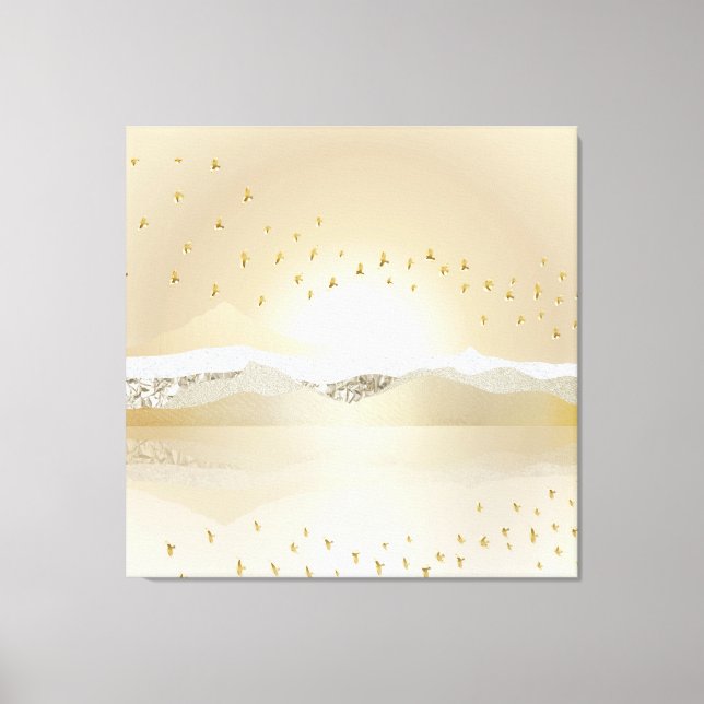 Golden Winter Sunset Berg Reflektion im Wasser Leinwanddruck (Vorderseite)