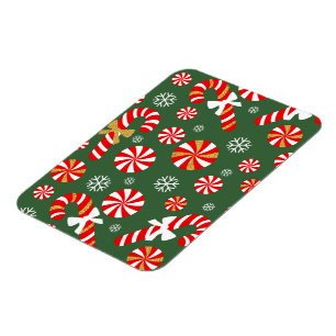 Golden Winter Sweet Snowfall Candy Cane Magnet