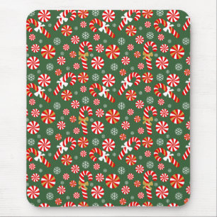 Golden Winter Sweet Snowfall Candy Cane Mousepad
