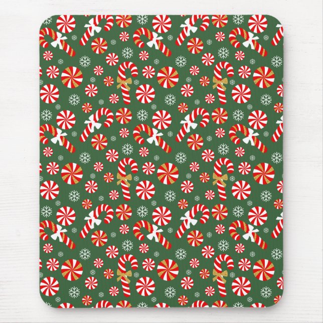Golden Winter Sweet Snowfall Candy Cane Mousepad (Vorne)