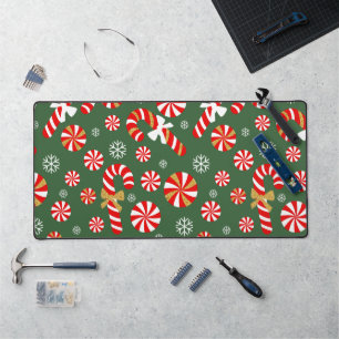 Golden Winter Sweet Snowfall Candy Cane Schreibtischunterlage