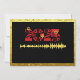 Golden wish card New Year with wave snowflakes Feiertagskarte