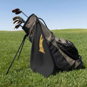 Golden Wolf Head serviette de golf noire