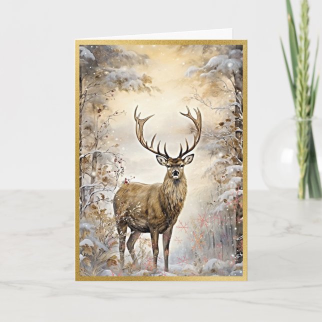 Golden Woodland Elk Beauty Karte (Vorderseite)