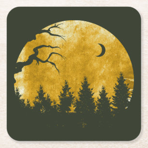 Golden Woods Rechteckiger Pappuntersetzer