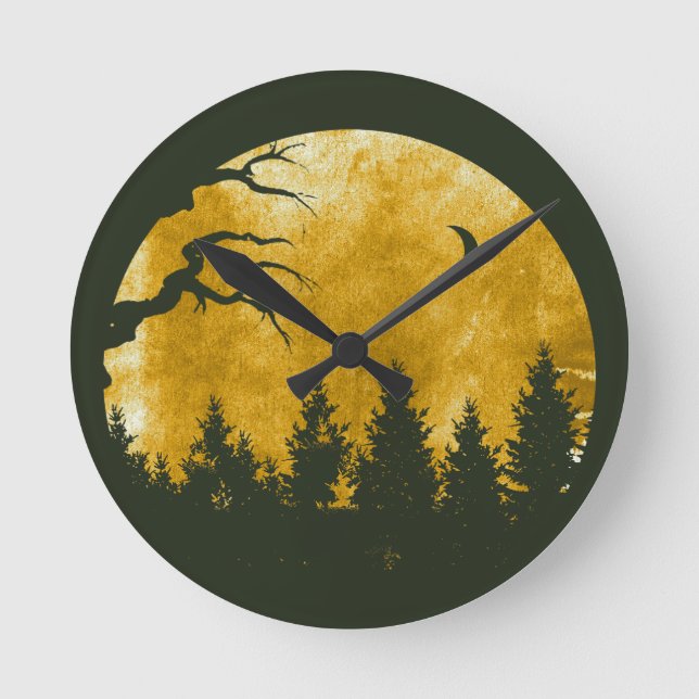 Golden Woods Runde Wanduhr (Vorderseite)