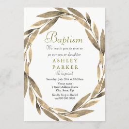 Golden Wreath Gold Leaf Garçon fille Invitation Ba