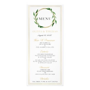 Golden Wreath Wedding Menu Werbekarte