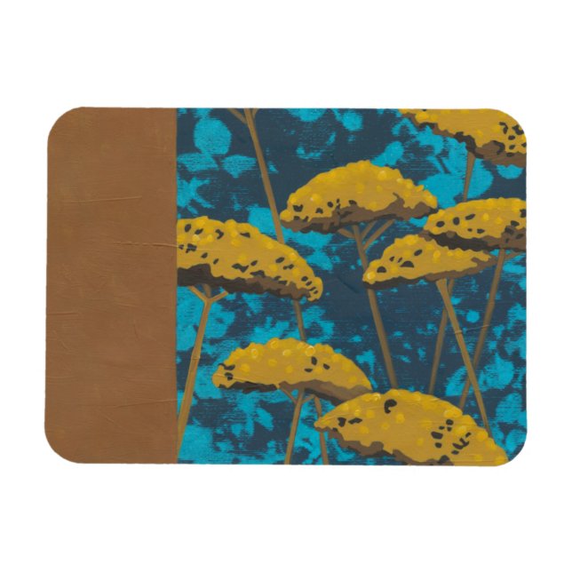 Golden Yarrow Garden mit blauem Hintergrund Magnet (Horizontal)