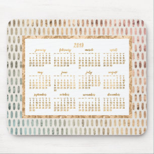 Golden Yearly 2019 Calendar Mouse Pads Light Mousepad